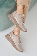 Skórzane sneakersy damskie w kolorze wiosenno-jesiennym w kolorze beżowym  2505259 zdjęcie №5