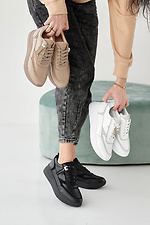 Damen-Ledersneaker Frühling-Herbst-Beige 2505260 Foto №3