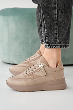 Damen-Ledersneaker Frühling-Herbst-Beige 2505260 Foto №4