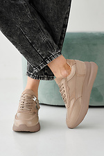 Skórzane sneakersy damskie w kolorze wiosenno-jesiennym w kolorze beżowym  2505260 zdjęcie №6