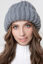 Gray knit Tiffany hat with lapel  4037260 photo №2