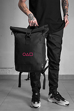 Rolltop-Schulrucksack für Jungen mit Tintenfischspiel-Aufdruck, schwarz Without 8055260 Foto №2