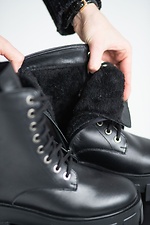 Высокие зимние ботинки на платформе из кожи черного цвета 8019262 фото №6