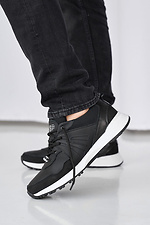 Men's leather sneakers spring-autumn black  2505263 photo №1