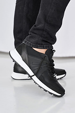 Men's leather sneakers spring-autumn black  2505263 photo №3