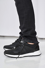 Herren-Ledersneaker Frühling-Herbst schwarz 2505263 Foto №4