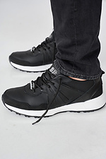Męskie skórzane sneakersy wiosenno-jesienne w kolorze czarnym  2505263 zdjęcie №5