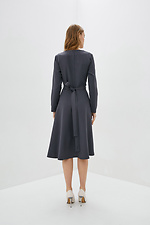 Gray office midi dress with flared skirt and wide belt Garne 3039263 photo №4