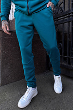 Turquoise sweatpants knitted tapered to the bottom GEN 8000263 photo №1