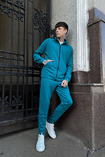 Turquoise sweatpants knitted tapered to the bottom GEN 8000263 photo №3