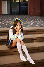 Children's white translucent knee socks with a yellow-blue openwork top M-SOCKS 2040264 photo №4
