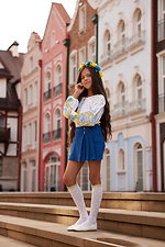 Children's white translucent knee socks with a yellow-blue openwork top M-SOCKS 2040264 photo №6