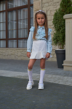 Children's white translucent knee socks with a yellow-blue openwork top M-SOCKS 2040264 photo №12