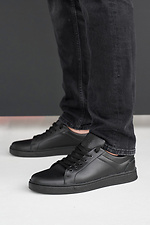 Men's leather sneakers spring-autumn black  2505264 photo №4