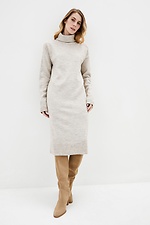 Warm knitted golf dress with a straight cut with a high neck  4038264 photo №2