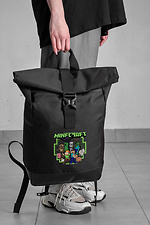 Casual Rolltop School Backpack For Girls With Minecraft Print Black Without 8055265 photo №2