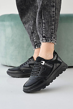 Skórzane sneakersy damskie w kolorze wiosna-jesień w kolorze czarnym  2505266 zdjęcie №1