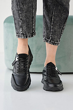 Skórzane sneakersy damskie w kolorze wiosna-jesień w kolorze czarnym  2505266 zdjęcie №2