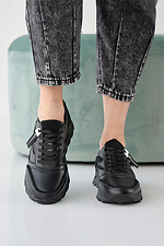Women's leather sneakers spring-autumn black 2505266 photo №2