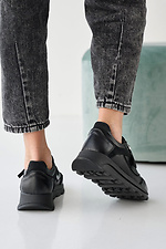 Женские кроссовки кожаные весенне-осенние черные  2505266 фото №4