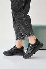 Женские кроссовки кожаные весенне-осенние черные  2505266 фото №5