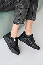 Women's leather sneakers spring-autumn black 2505266 photo №6