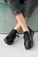 Skórzane sneakersy damskie w kolorze wiosna-jesień w kolorze czarnym  2505266 zdjęcie №7