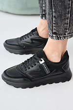 Skórzane sneakersy damskie w kolorze wiosna-jesień w kolorze czarnym  2505266 zdjęcie №8
