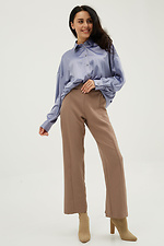 Szerokie biznesowe spodnie z kawowego garnituru z wysokim stanem Garne 3039266 zdjęcie №2