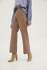Деловые широкие брюки TANYA из костюмки кофейного цвета с завышенной талией Garne 3039266 фото №3