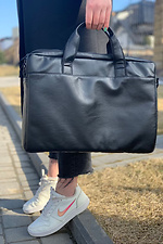 Universal business bag in black leatherette for a laptop Mamakazala 8038266 photo №2