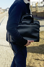 Uniwersalna torba biznesowa z czarnej skóry ekologicznej na laptopa Mamakazala 8038266 zdjęcie №6
