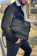 Uniwersalna torba biznesowa z czarnej skóry ekologicznej na laptopa Mamakazala 8038266 zdjęcie №7