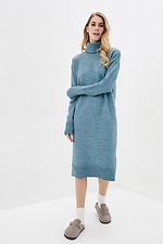 Warm knitted golf dress with a straight cut with a high neck  4038267 photo №2