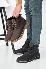 Зимние кожаные ботинки коричневого цвета 8019267 фото №2