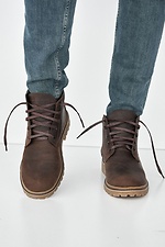 Зимние кожаные ботинки коричневого цвета 8019267 фото №3