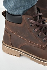 Зимние кожаные ботинки коричневого цвета 8019267 фото №7