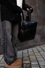 Black small backpack in glossy leatherette Mamakazala 8038267 photo №12