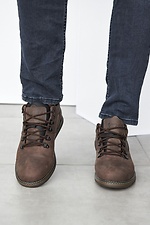 Зимние кожаные ботинки коричневого цвета 8019268 фото №3