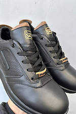 Чоловічі кросівки шкіряні весняно-осінні чорні  2505269 фото №2
