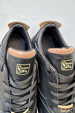 Męskie skórzane sneakersy wiosenno-jesienne w kolorze czarnym  2505269 zdjęcie №5