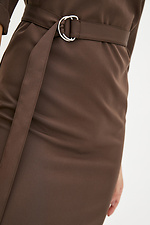 Brown Business Suit Midi Dress with Short Sleeves and Belt Garne 3039270 photo №4