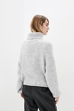 Зимний вязаный свитер оверсайз с высоким воротником и широкими рукавами 4038270 фото №3
