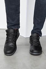 Зимние кожаные ботинки черного цвета 8019270 фото №5