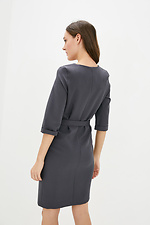 Gray business midi dress from a suit with short sleeves and a belt Garne 3039271 photo №3
