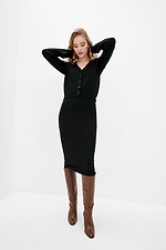 Warm knitted two-piece suit: dress, short cardigan  4038271 photo №2