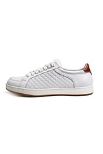 White leather sneakers with quilted inserts and laces  4205271 photo №1