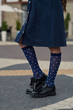 Dunkelblaue, durchscheinende Kniestrümpfe für Kinder mit weißen Punkten M-SOCKS 2040272 Foto №3