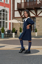 Dunkelblaue, durchscheinende Kniestrümpfe für Kinder mit weißen Punkten M-SOCKS 2040272 Foto №5
