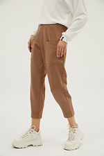 Замшевые штаны FIVE джогеры укороченного кроя с большими карманами спереди Garne 3039272 фото №3